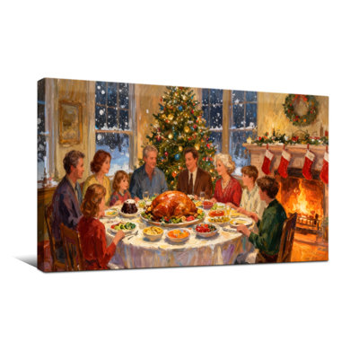 Table de Noël de la famille se rassemblant autour de Noël