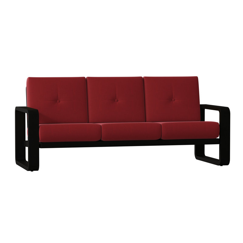 Vale 83.5'' Wide Aluminum Patio Sofa, Denver Scarlett Sunbrella®, Textured Black