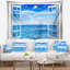 Tapisserie de mer ouvert à la fenêtre mer en ondulé bleu-28507220