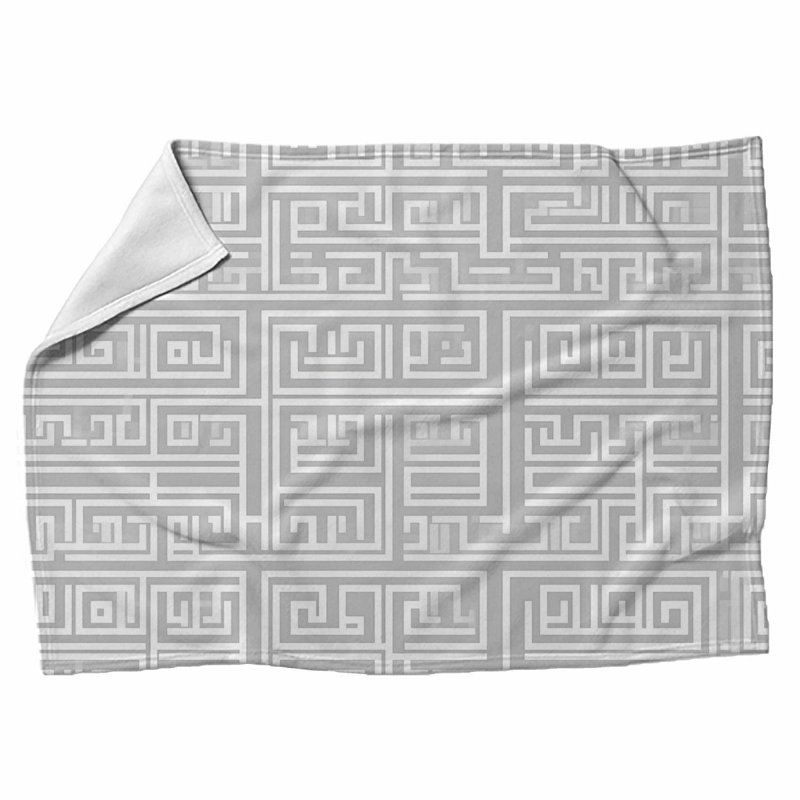 Machine Printed Throw Blanket, Throw, Geometric, Gray/White