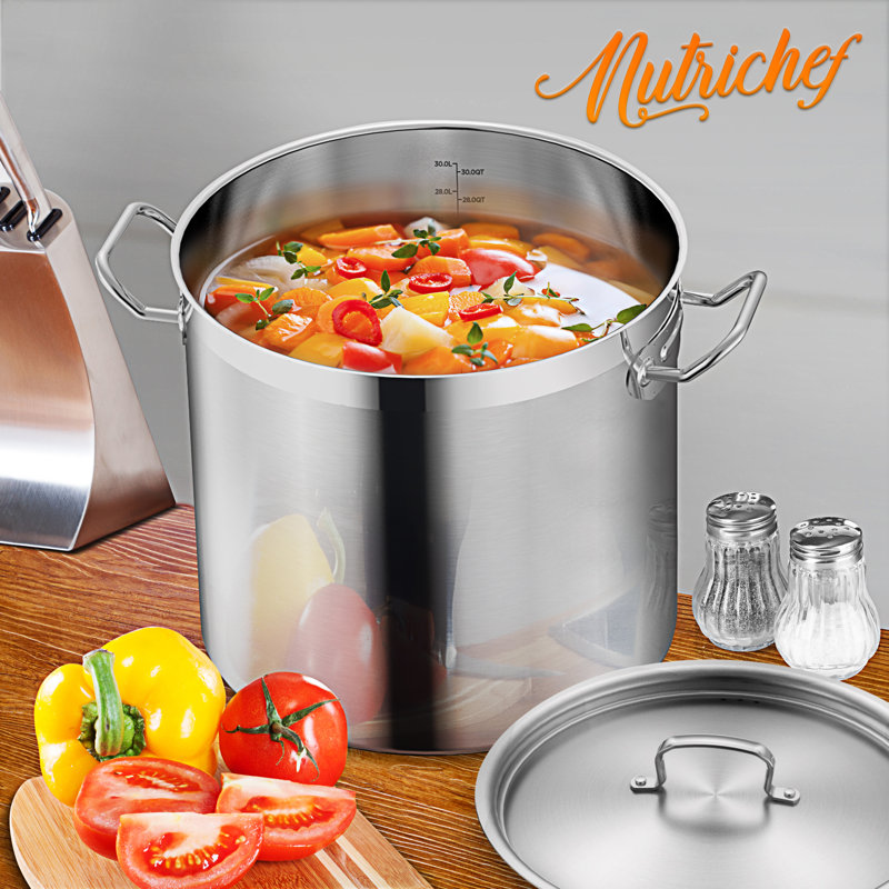 Nutrichef 30 Quart Stainless Steel Heavy Duty Induction Stockpot