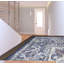 8' Blue And Ivory Floral Power Loom Distressed Washable Runner Rug