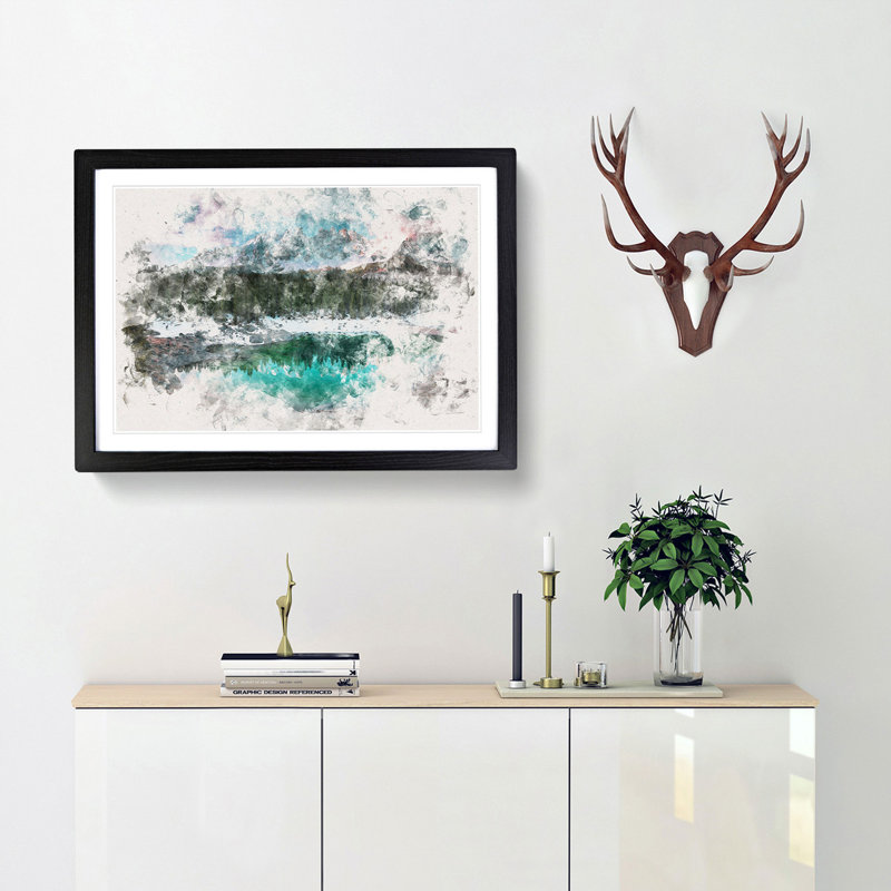 Lago Di Carezza in Italy - Picture Frame Painting Print, Black Framed, 36cm H x 48cm W x 2cm D