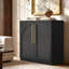 Ensemble de 2 meubles de rangement modulaires Adelle 62,2 po à caissons cannelés et cintrés modernes, poignées dorées, étagères réglables et charnières à fermeture douce.