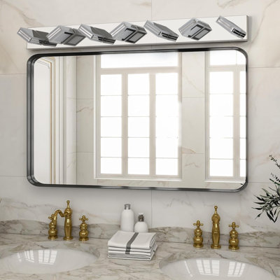 45.3 in. 7-Light Bright Chrome LED Modern Acrylic Bathroom Vanity Light Fixtures, Chrome Modern Wall Lighting