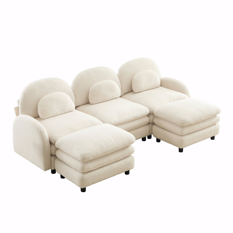 Canapé 3 places Teddy, H 35,4 po x l 98,2 po x P 55,5 po, Ourson blanc et beige