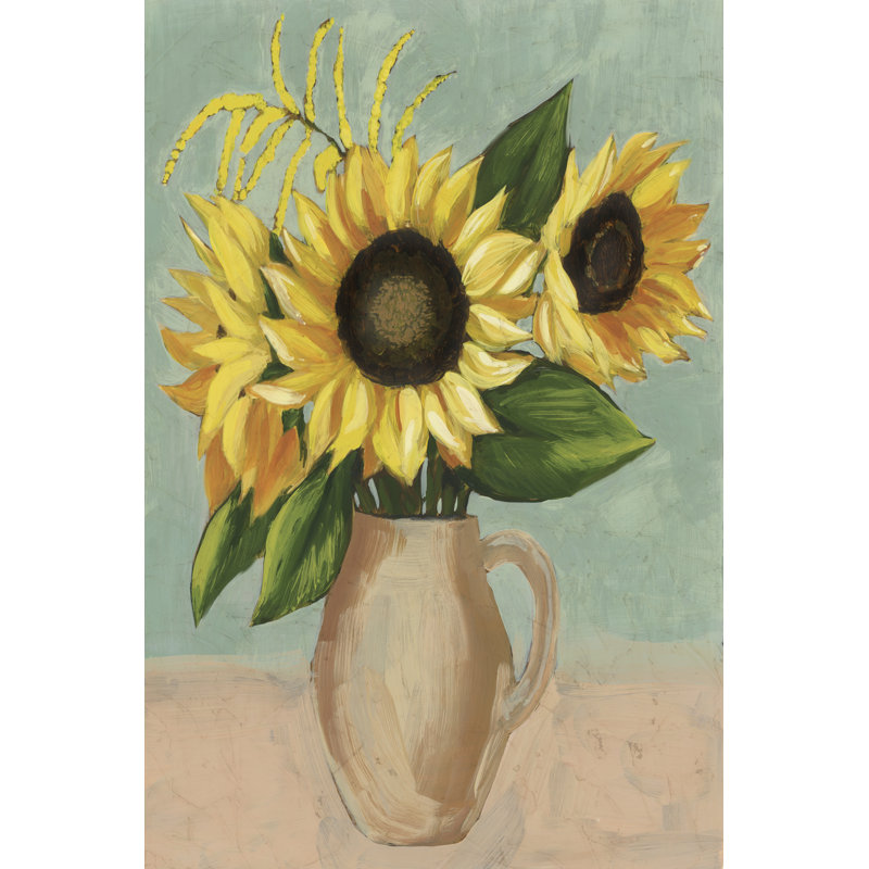 Sunflower Afternoon II by Grace Popp - Wrapped Canvas Painting Print, 91cm H x 61cm W, Black Floater Framed