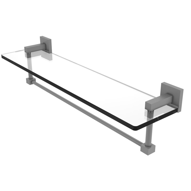 Haranu Bracket Shelf with Towel Bar, Matte Gray, 22 Inch
