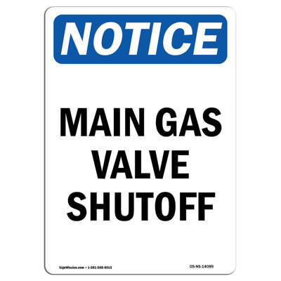 Main Gas Valve Shutoff Sign