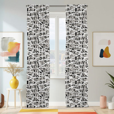 Semi Sheer Modern Print Curtain Single Panel
