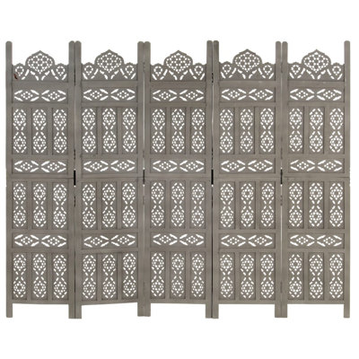 Room Divider Folding Privacy Screen for Home Office Solid Wood Mango by Bungalow Rose