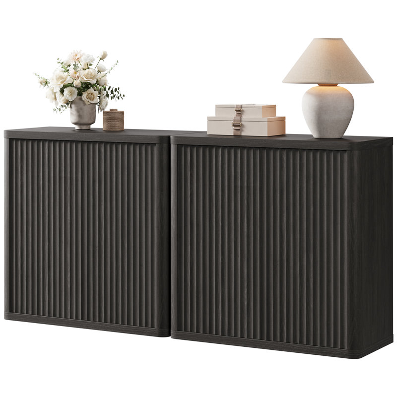 Buffet 2 portes avec tablettes réglables l 34,6 po Cesiro, Aulne gris foncé, 2 pièces
