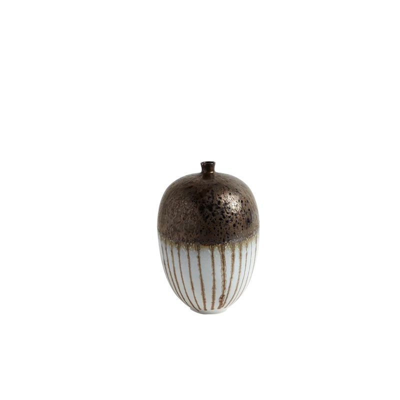 Reactive Bronze Stripe Vessel, 11.5" H x 7" W x 7" D