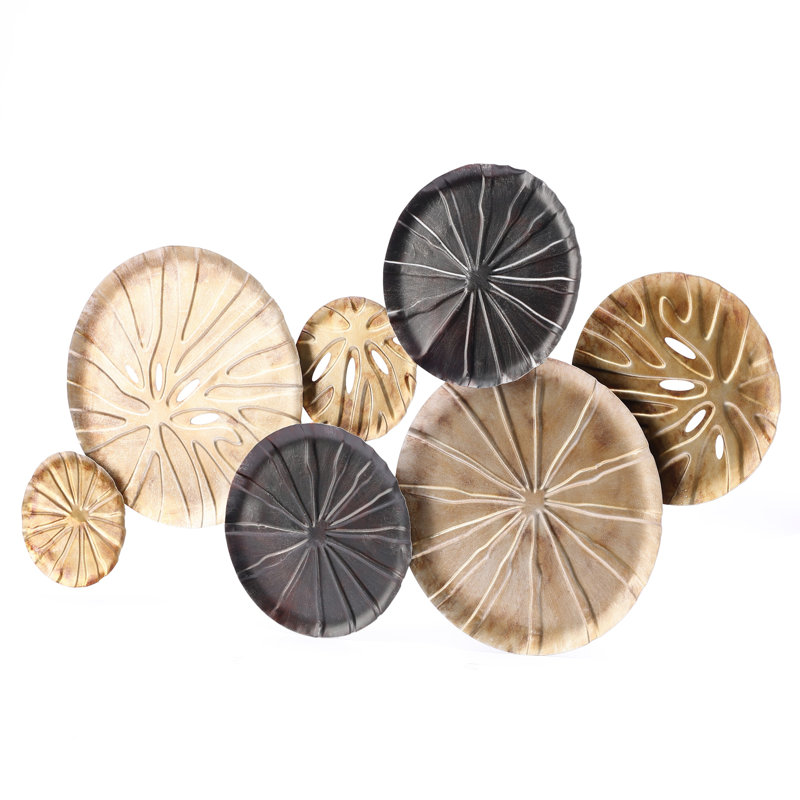 47.5'' Lotus Leaf Metal Wall Decor, Handmade Organic Wall Art