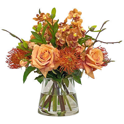 Vanda And Rose In Glass
