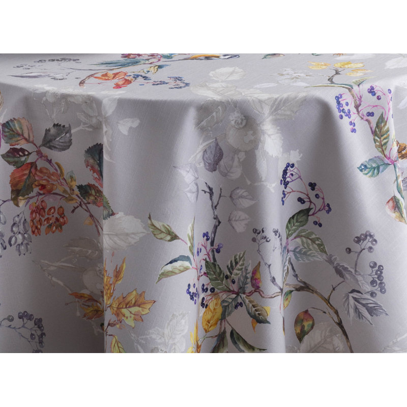 100% Cotton Round Christmas Tablecloth, 69" x 69", Gray