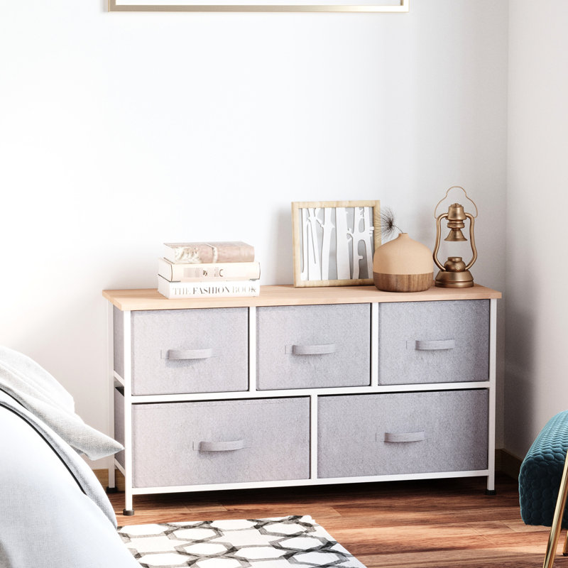 Table de chevet avec rangement à 5 tiroirs Grey