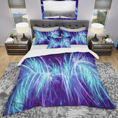 Blue Electricity - Ensemble de housse de couette abstrait - Polyester en microfibre
