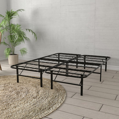 Base de lit très grande plateforme en acier noir - hauteur de 14 pouces, cadre renforcé, aucun sommier requis, sommier robuste, installation rapide