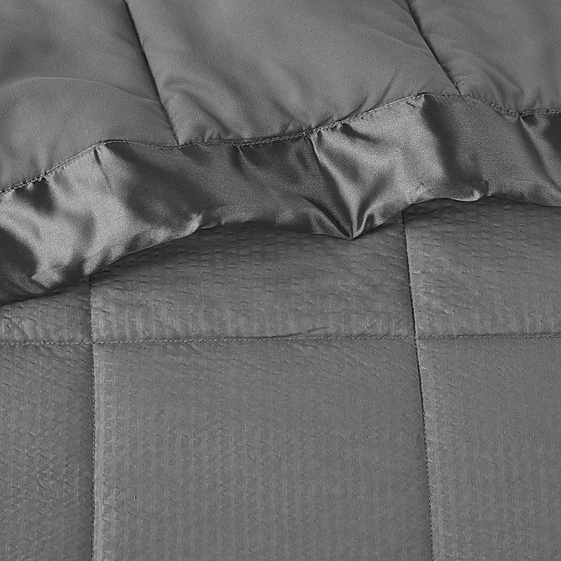 Surdimensionnée en duvet synthétique avec garniture en satin gris anthracite double / grand, Gris anthracite, Lit double