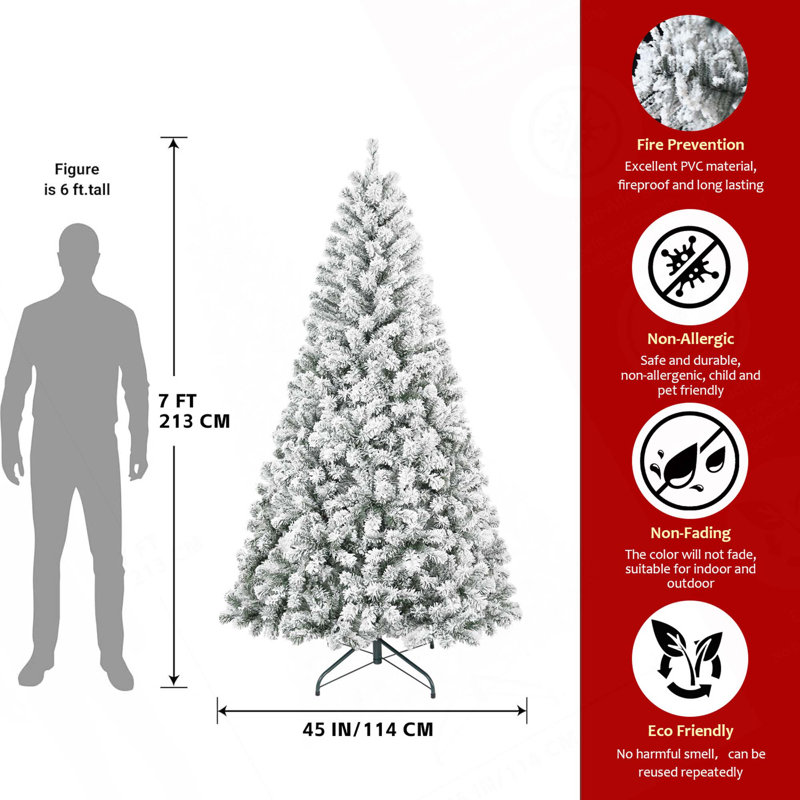 Arbre de Noël floqué avec support en métal robuste pour la décoration de maison, de bureau ou d'appartement, 4'