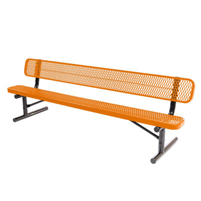 Bench, Textured Black, Expanded, 8Ft, With Back, Portable