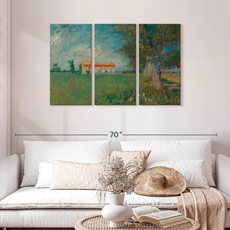 Alvord Farmhouse In A Wheatfield, 28" H x 45" W