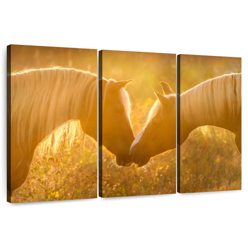 Hardie, coucher de soleil romantique, chevaux, H 36 po x l 57 po