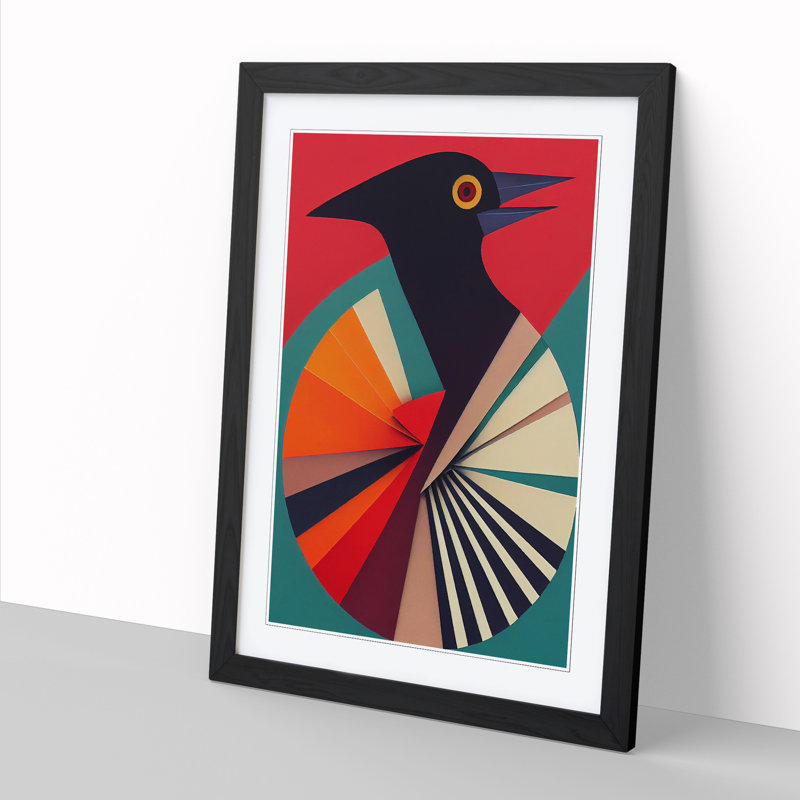 Crow Bird Abstract Vol.3 - Picture Frame Print, Black, 64cm H x 46cm W