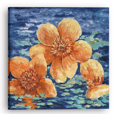 " Blue Water Orange Blossom " Painting Print