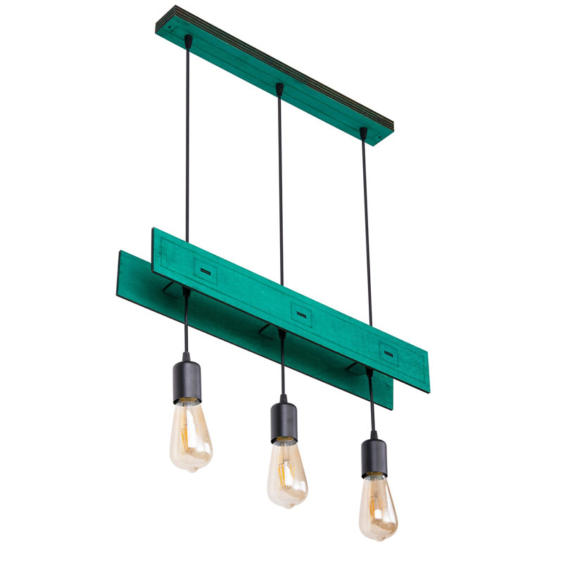 Luminaire suspendu pour îlot de cuisine 3 lumières Weddington, Bleu sarcelle / noir