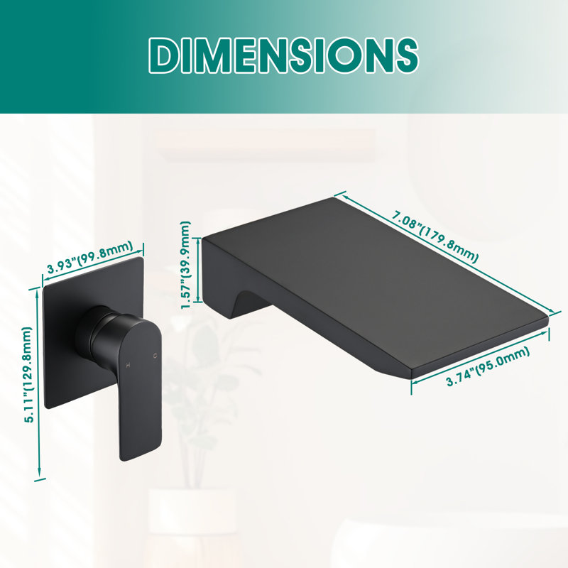Matte Black Wall Mount Waterfall Bathroom Faucet
