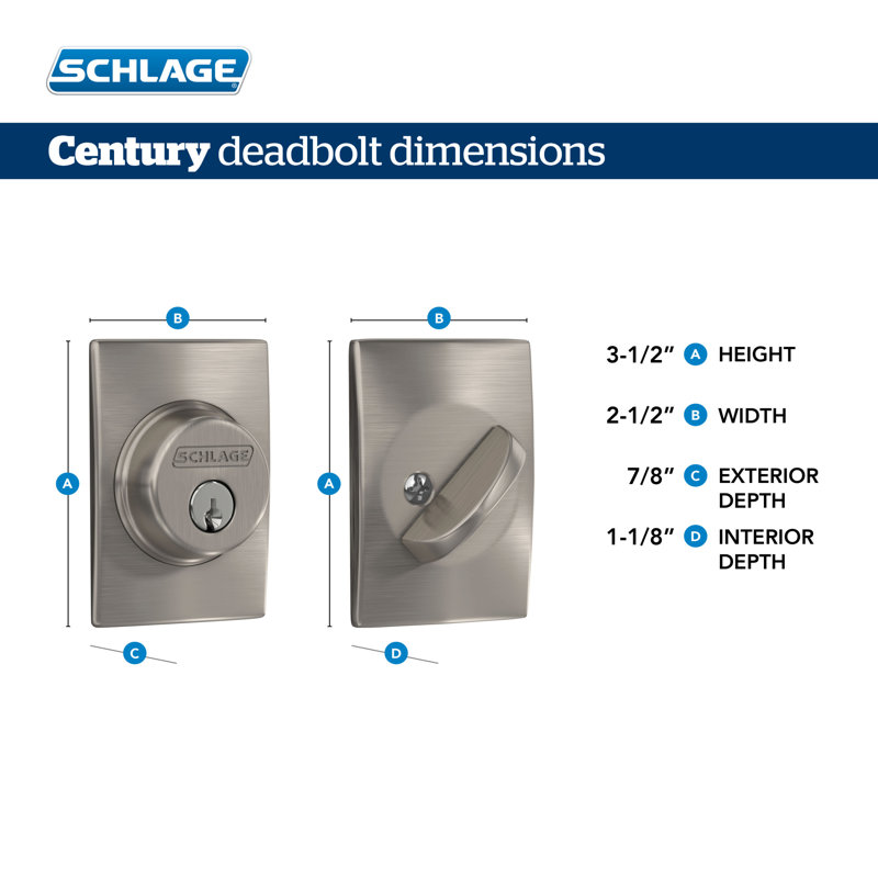 Single Cylinder Deadbolt with Century Trim, Matte Black