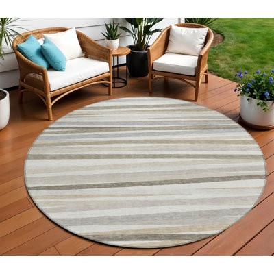 Tapis intérieur lavable rayé ivoire 8 pi