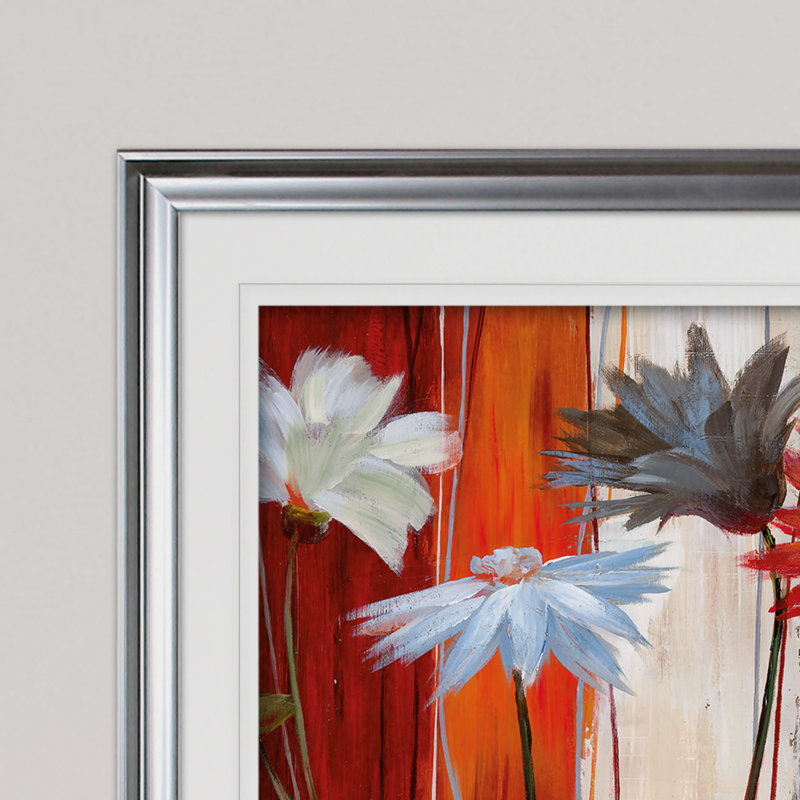 « spring débuts », reproduction de peinture à l’acrylique encadrée, argent, H 30 po x l 40 po x P 1,5 po