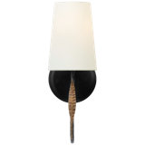 Kairos 14" Single Sconce in Aged Iron and Roman Bronze with Linen Shade