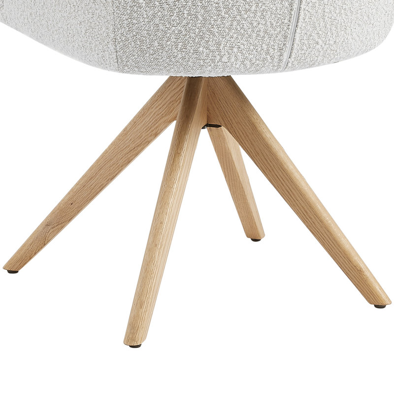 Jadel Fabric Upholstered Swivel Office Chair, White Boucle