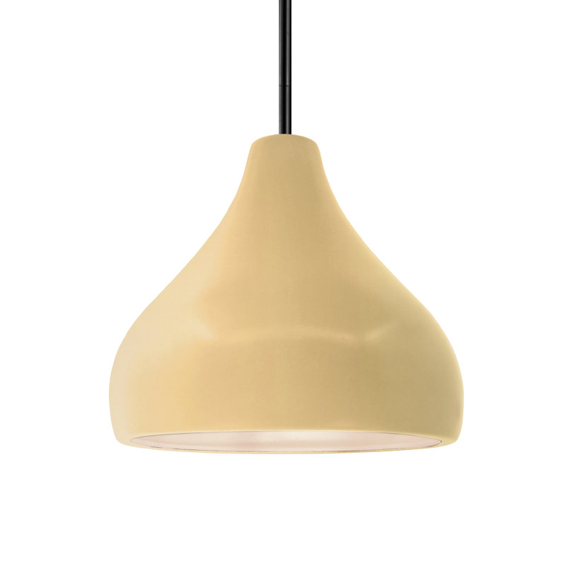 Luminaire suspendu à 1 lumière Meydan, H 8 po x l 11,5 po x P 11,5 po, Jaune atténué, Noir mat