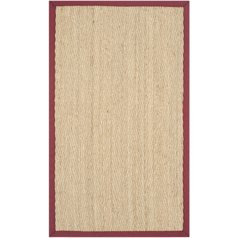 Auckland Bamboo Slat/Seagrass Brown/Tan/Red Area Rug, Rectangle 3' x 5'