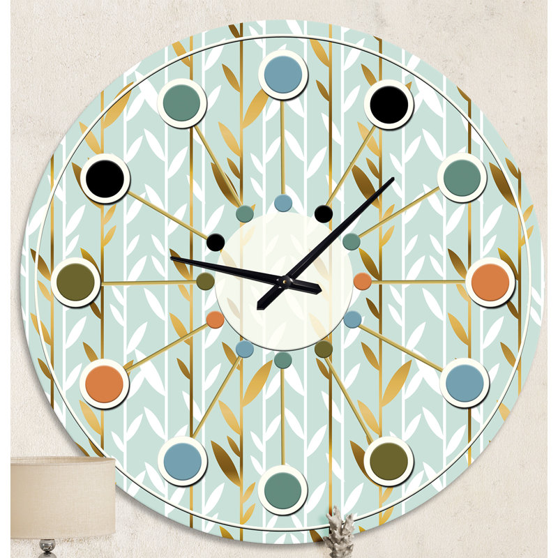 Golden Foliage I - horloge murale moderne Mid-Century, Moyenne