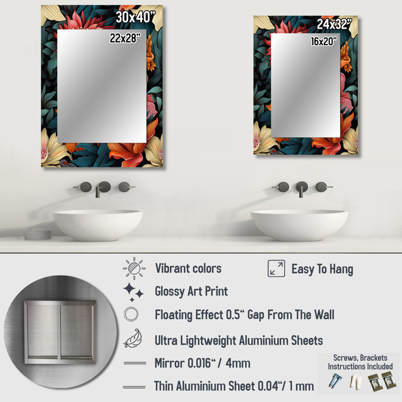 Hayate - Multi-Color Coastal Wall Mirror, 32 po x 24 po