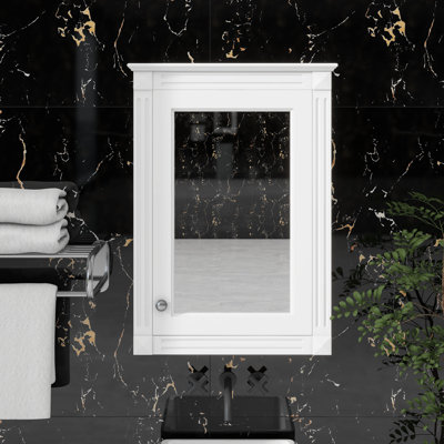 20" Over-The-Toilet Mirror Cabinet, Wall-Mounted Storage With Height-Adjustable Shelf For Bathroom Medicine