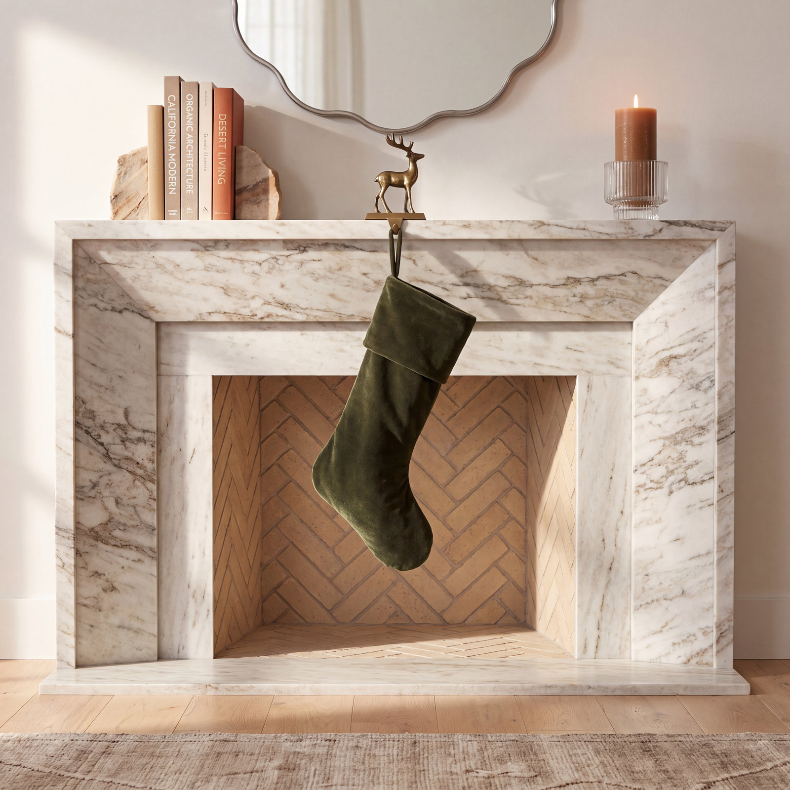 Kelly Velvet Stocking, Sage Green