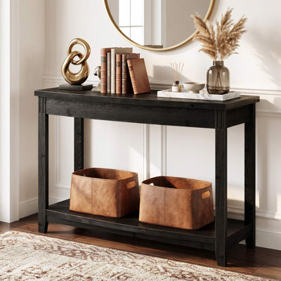 41.3" Wide Farmhouse Solid Wood Console Table with Bottom Storage Shelf, Rustic Entryway Foyer Display Table for Living Room and Hallway