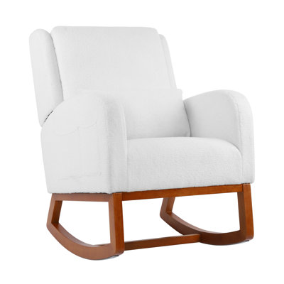 Modern Accent Rocking Chair In Fabric With High Wingback & Armrest, Comfy Nursery Glider Nursing Chair Armchair For Living Room, Bedroom -  Ebern Designs, 08FC92023981464EBE7F404B8B877911