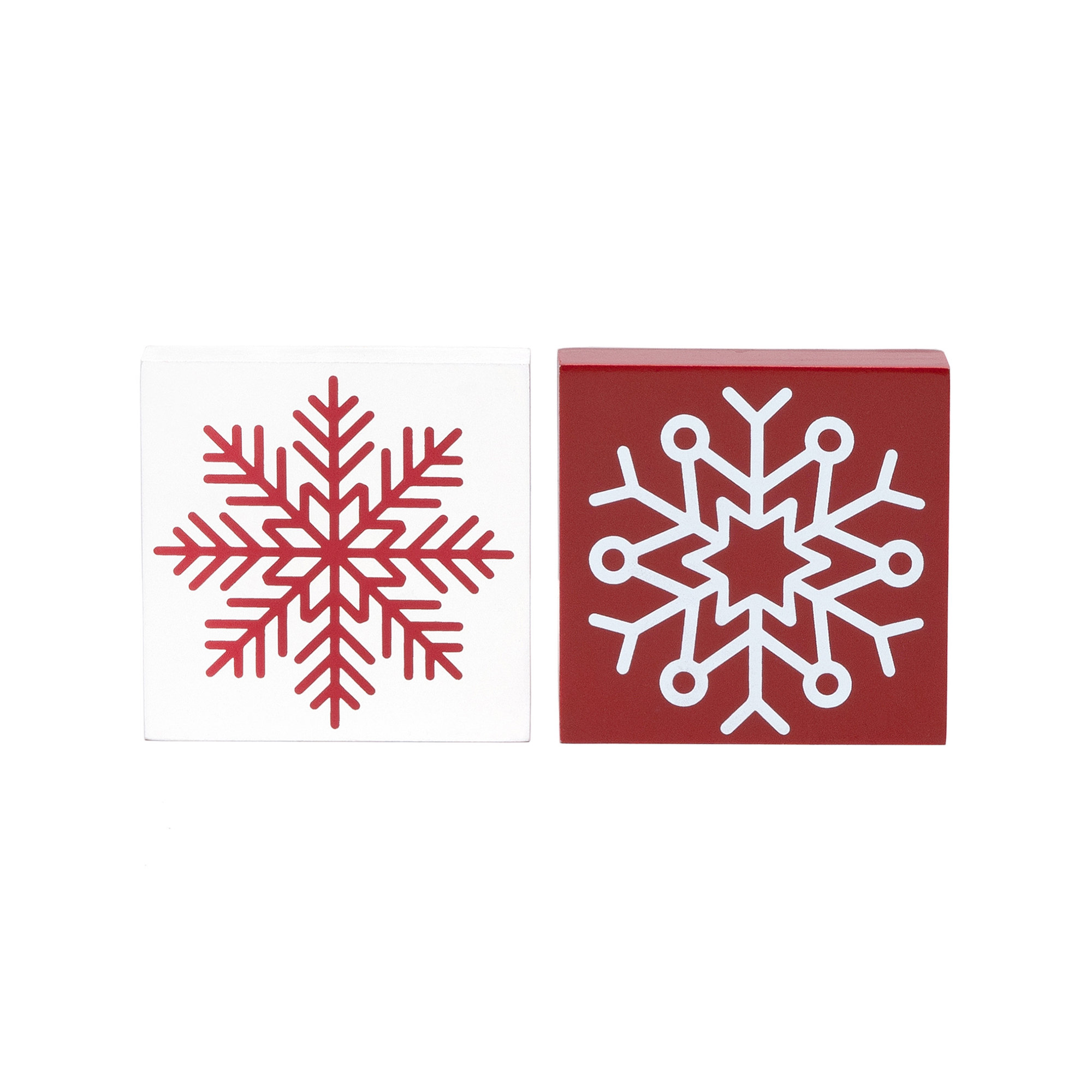 The Holiday Aisle® SWEDISH SNOWFLAKE ON WOOD BLOCK SET OF 2 SMALL  3.5