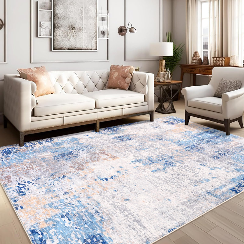 Tapis moderne antidérapant et lavable Fillender, Rectangle 6 pi x 9 pi