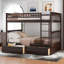 Lit superposé convertible au-dessus d'un lit superposé, pin et matériau de qualité supérieure, tiroirs pour un rangement idéal, barrières de sécurité en forme de clôture, lit à structure simple avec tiroirs, caractéristique, construction solide, sans effort