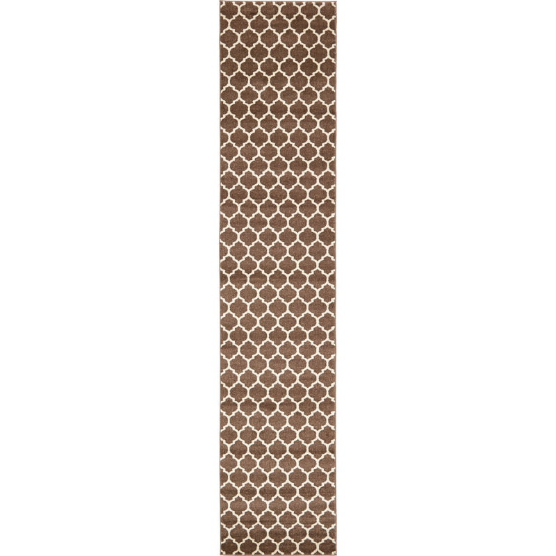 Tapis brun clair à motif géométrique Molly, Tapis de couloir 2 pi 7 po x 10 pi