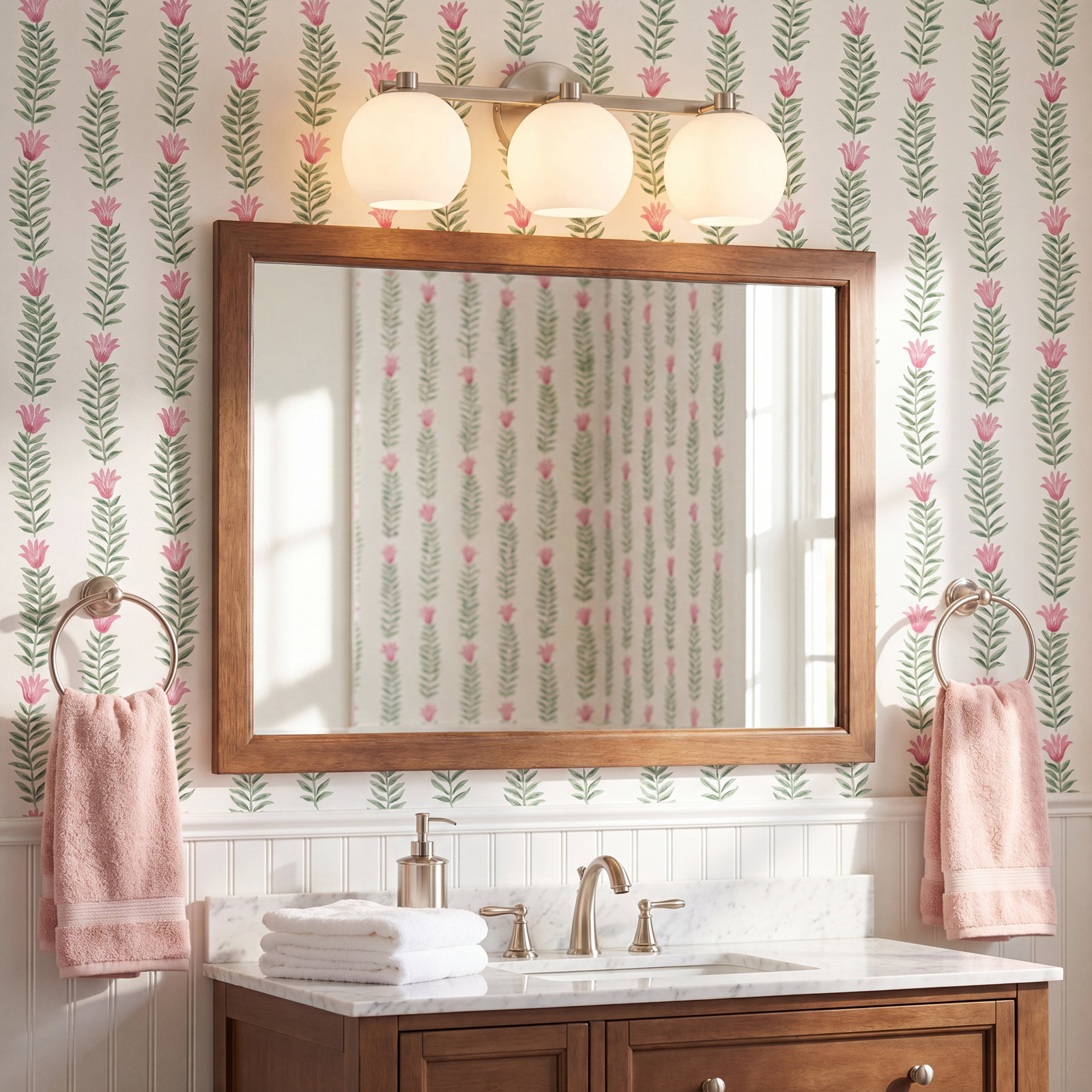 Ansley 3 Light Frosted Dimmable Vanity Light, Brushed Nickel
